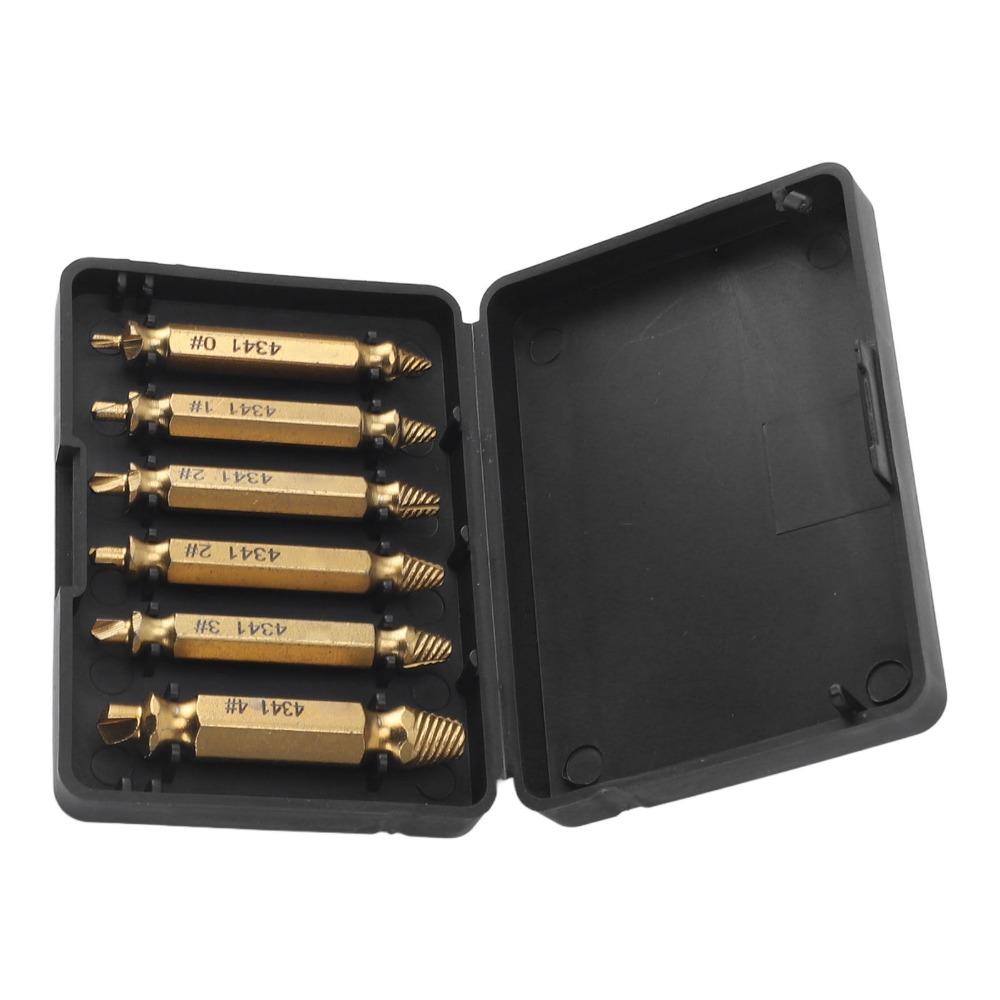 6pcs Drill Bit Screw Extractor Set HSS 4341 Stripped Screw Removal Tool For Stripped Screws
