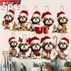 1/5/10/20/50/100pcs 2D Flat, Set of 10 Cute Shih Tzu Figurines to Hold Christmas Gifts, Christmas Tree Ornaments, Wooden Christm