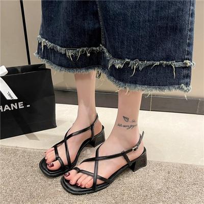 Fashion Sandals Women Summer Fashion Women's Sandals 2025 Roman Thick Middle Heel Sandales Comfort Shoes for Women Flip Flops Sandalias