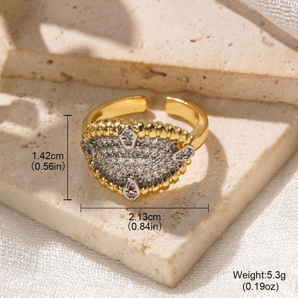 Light Luxury High-end Pleated Lace Zircon Ring Female Niche Design Personality Temperament Simple Index Finger Ring