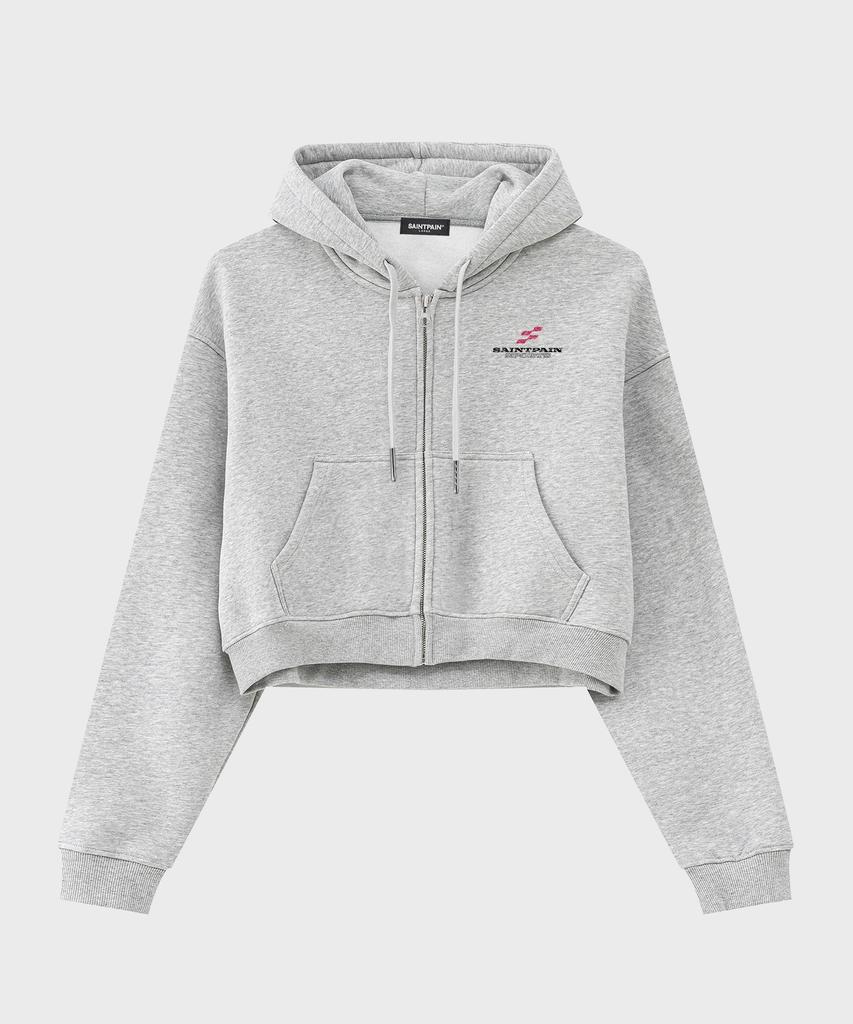 Saintpain Sp Block Crop Zip-Up Hoodie Melange Grey