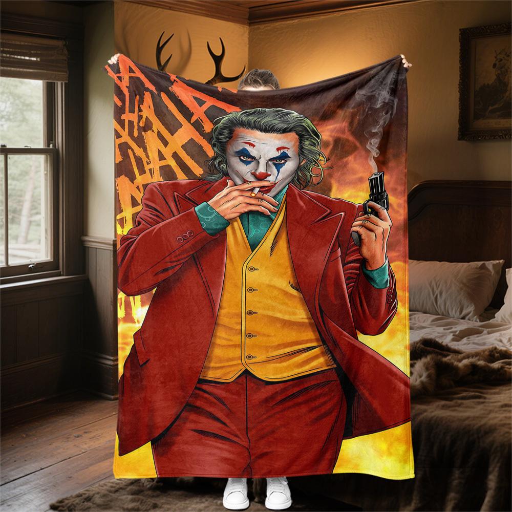 1PC Joker gun Outdoor Flannel Blanket Soft Plush Decor for Picnics, camping,Bedroom, Playroom, Office1183A