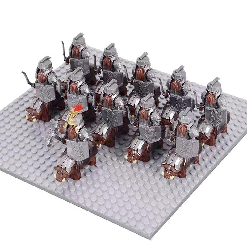 MOC Medieval Uruk-hai Orc Soldiers Raider Vargr Wolf Mount Knights Mini Figurine Building Block Set Educational Toy for Kids