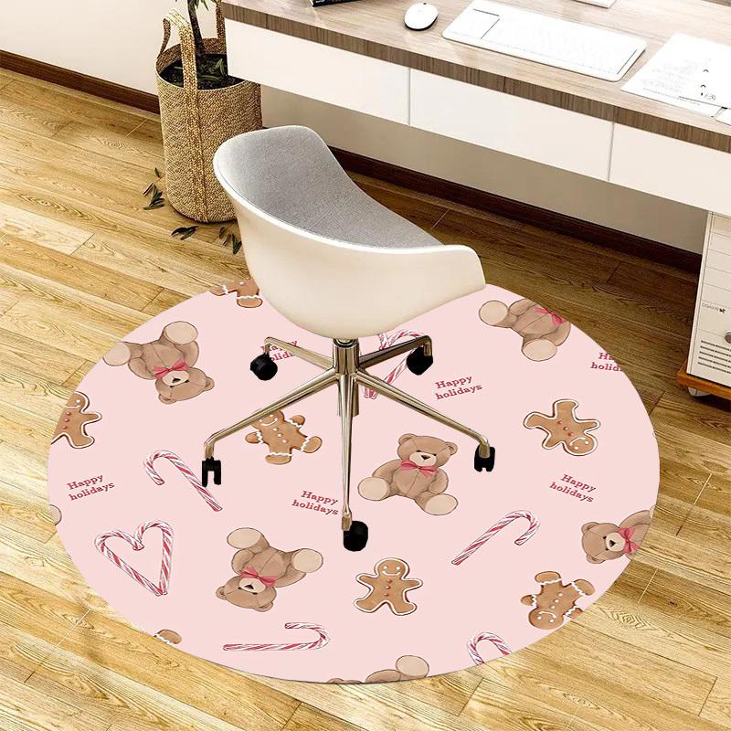1pc Holiday-themed circular design with teddy bears Round carpet, Perfect for Decorating Chairs, Living Rooms, Or Bedrooms, for Living Room.057