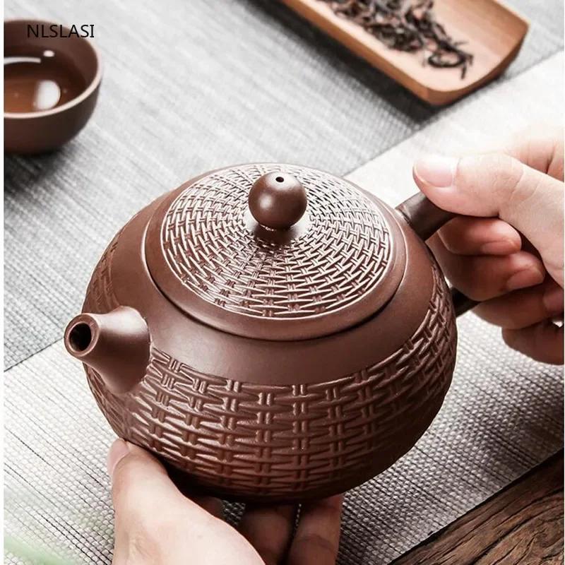 Chinese Yixing Tea Pot Large Capacity Purple Clay Xishi Filter Teapot Beauty Kettle Raw Ore Handmade Tea Set Authentic Drinkware