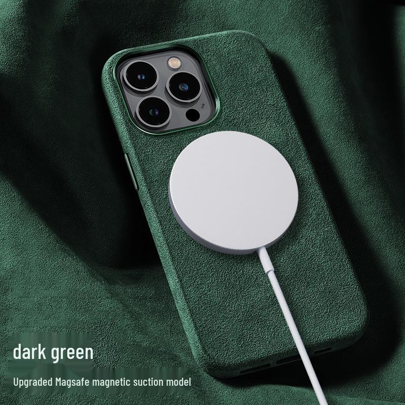 Semišový kryt s plným pokrytím s magnetickým bezdrátovým nabíjením pro iPhone 13 Pro/14/15