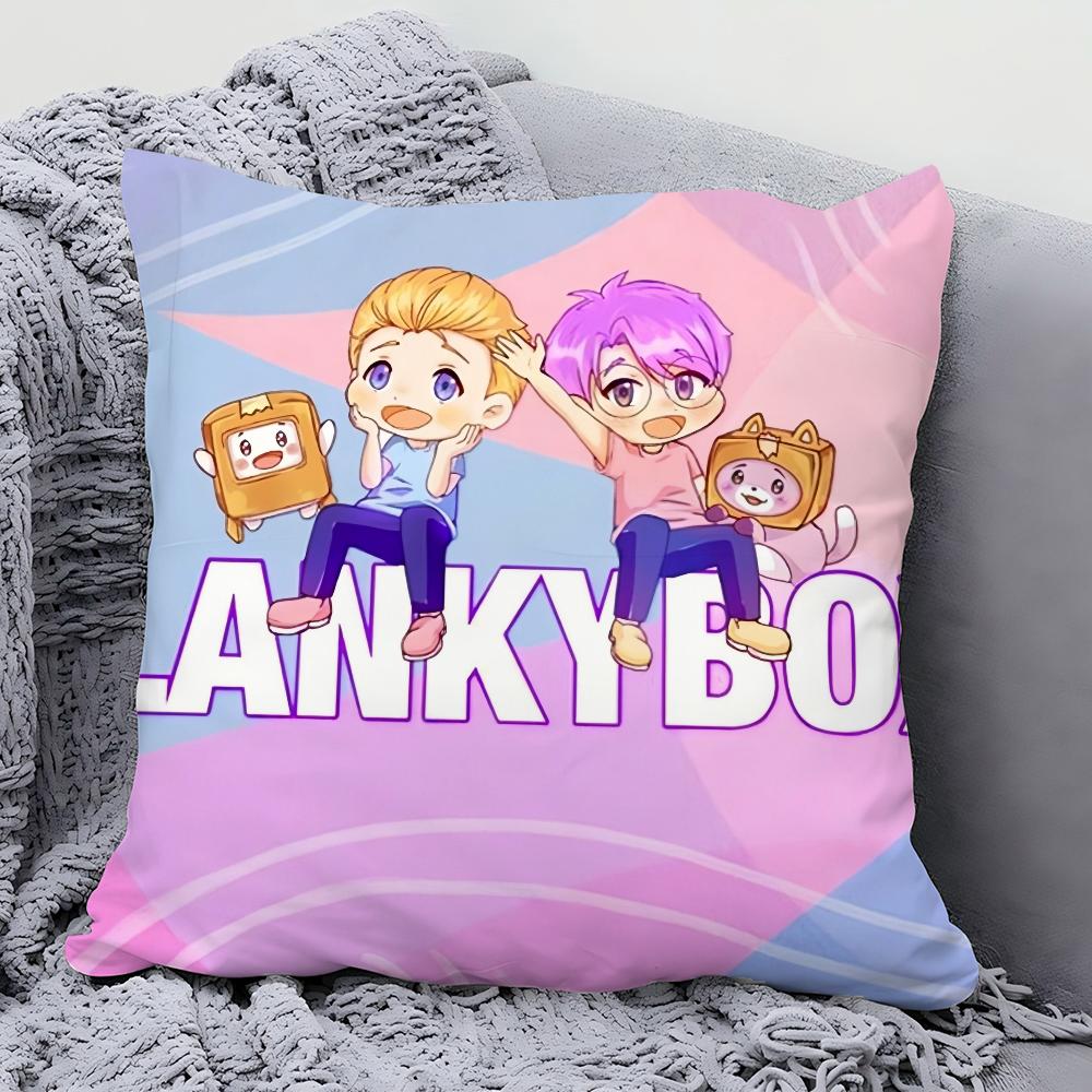 Cartoon-L-Lankybox Pillow Case Square Pillow Bedroom Sofa Leisure Comfort Cushion Car Living Room Home Decoration 40X40