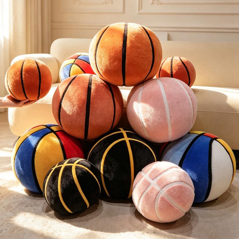 Plush Baskestball Stuffed Toys Soft Fabric Sport Ball Pillow Multicolor Decorative Plush Ball Gift For Adult Bedroom Sofa Home
