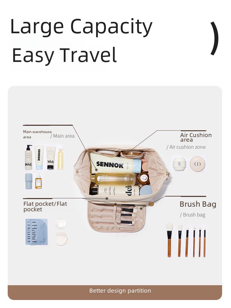 2024 Women’s Portable Large-Capacity Clear Cosmetic Bag with Dry-Wet Separation for Travel