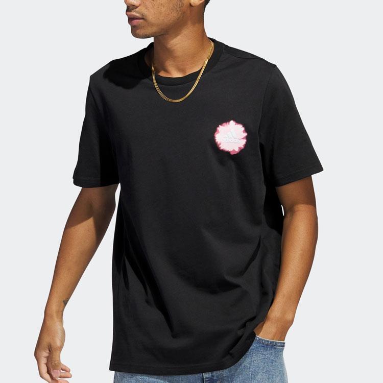 Adidas Lightweight Floral Print Short Sleeve T-Shirt Men Tops Black IC7748