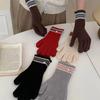 Retro Striped Arctic Fleece Split Fingers Gloves Knitted Wool Autumn and Winter Cold Protection Outdoor Riding Solid Color Touch Screen