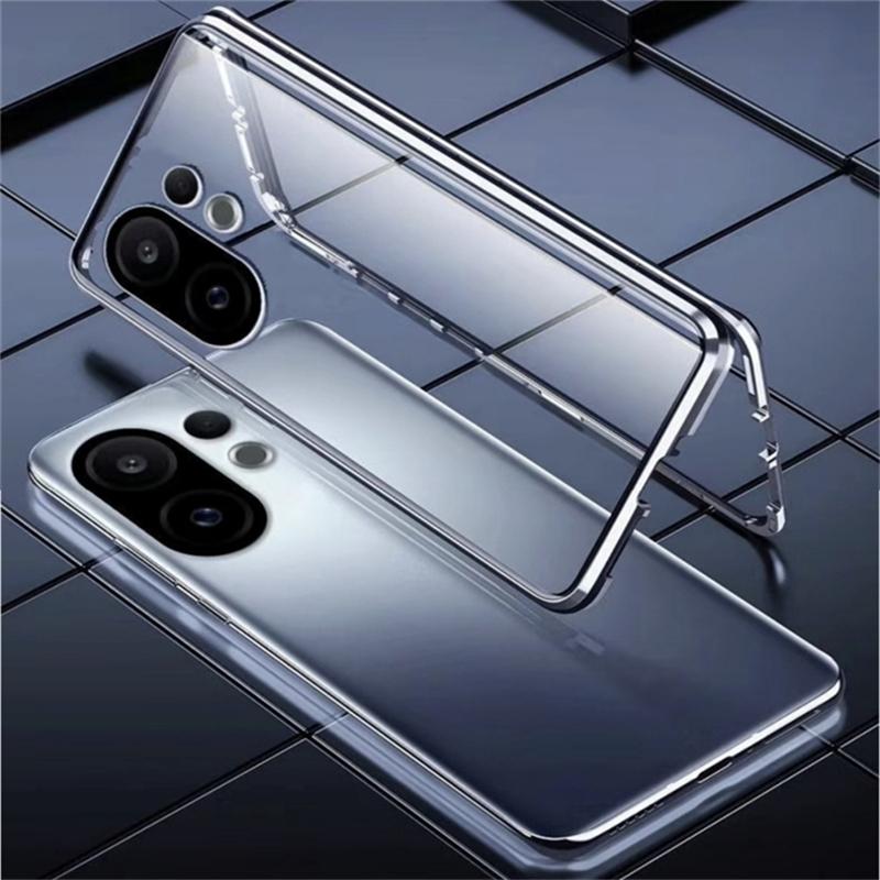 360 Full Case For Vivo X200 FE Case Double Sided Magnetic Adsorption Metal Tempering Glass Cover For Vivo X200FE 5G S30 Pro Mini