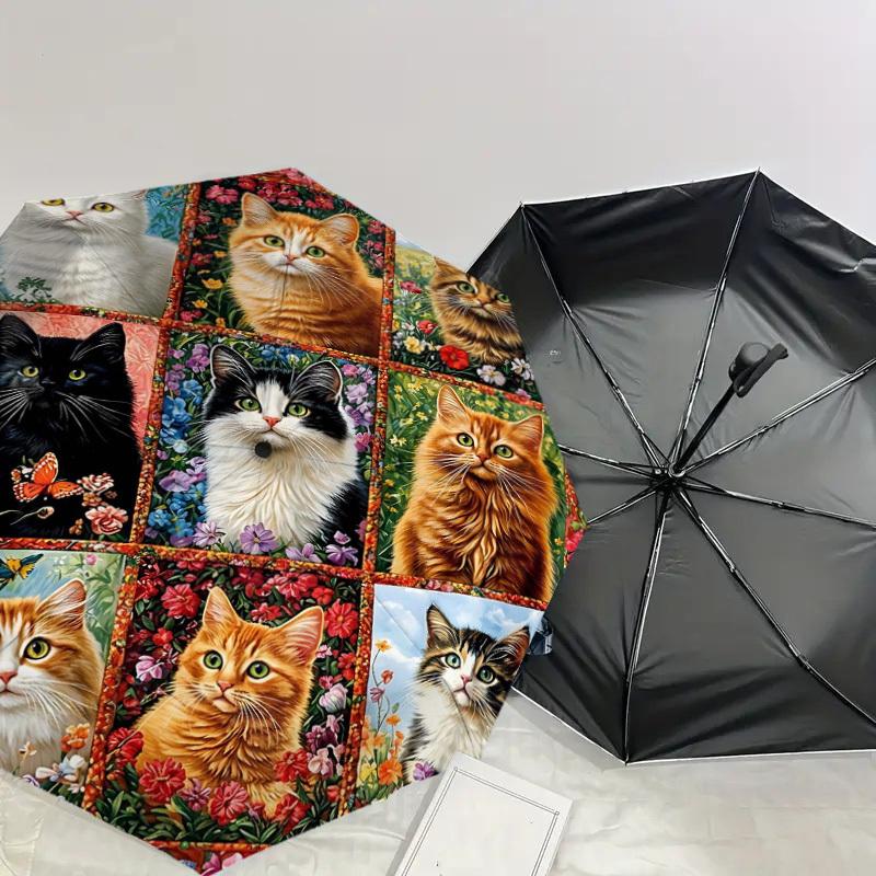 1PC Cat Umbrella-8-Rib Reinforced, Automatic Open, Lightweight & Durable, Fashion Accessory for Outdoor, H0385