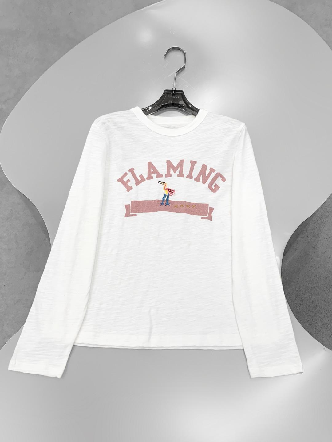 

Japanese Bird Embroidered Long Sleeve T-shirt - Women s Casual Loose Fit, Comfortable Round Neck Top Small белый