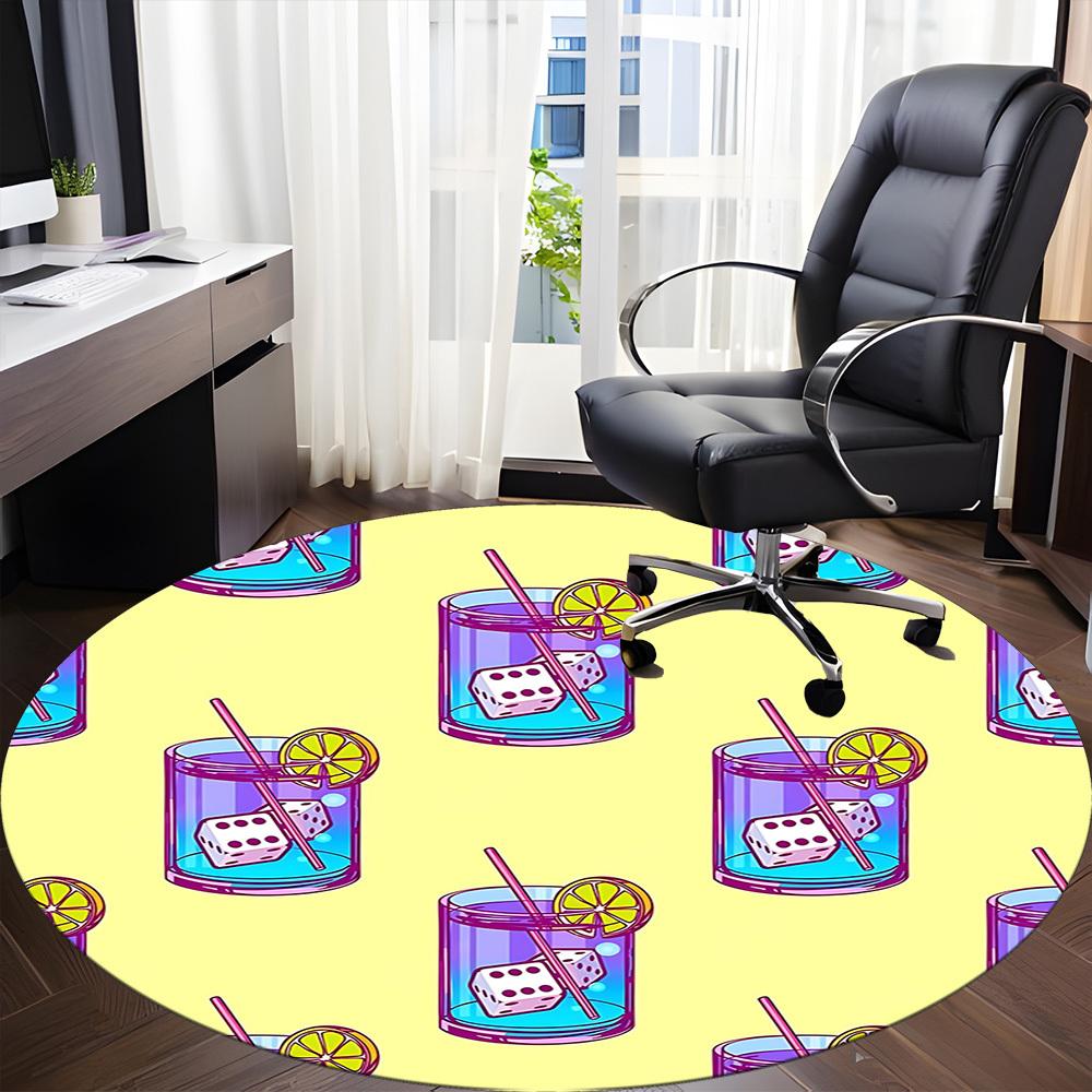 1pc Dice Cocktail Pattern Chair Carpet for Office Non Slip, Lightweight, Machine Washable Rug for Office Holiday Decor