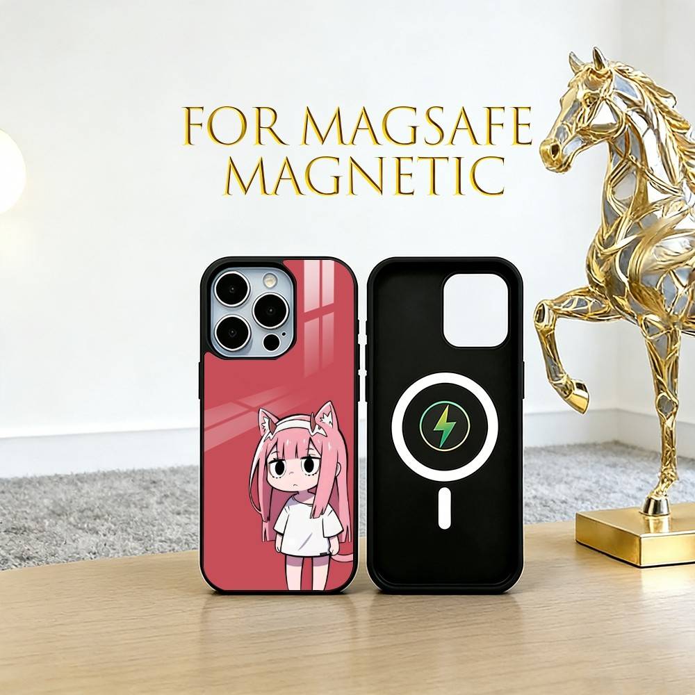 Chibi Girl Phone Case For iPhone17,16,15,14,13,12,11 Plus,Pro Magnetic with Magsafe Wireless Charging