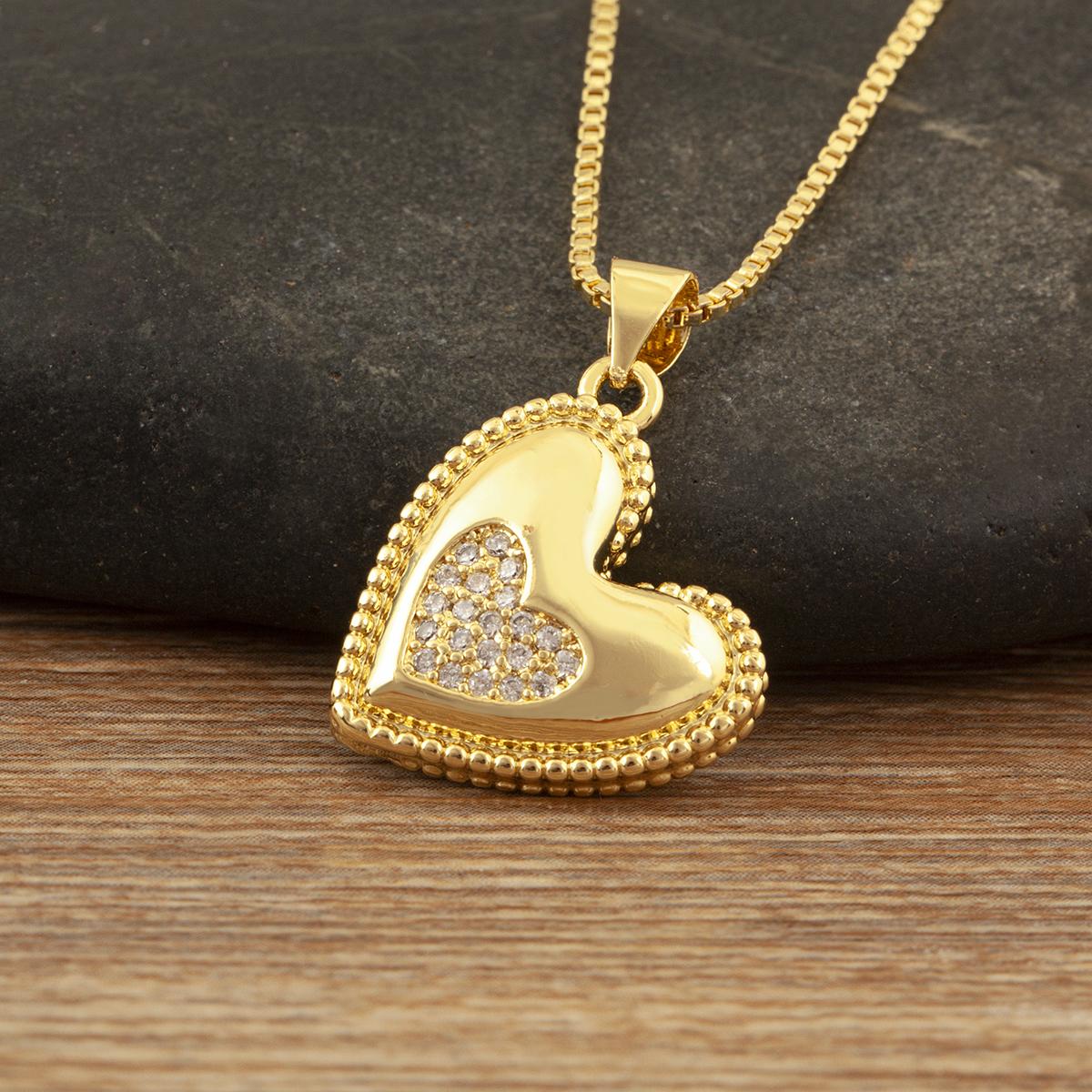 

Nidin New Arrival Romantic Heart Charm Pendant Necklace For Female Male Colorful Zircon Chain Choker DIY Jewelry Accessories