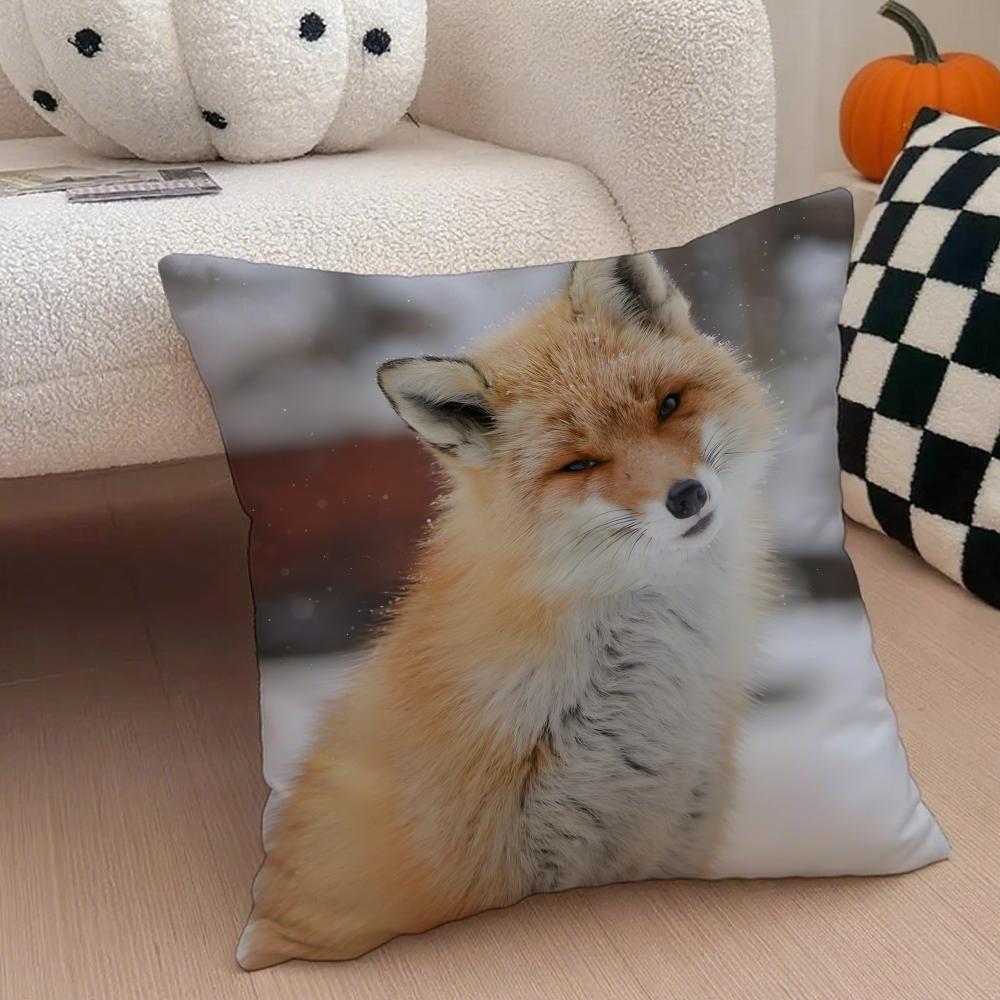 funny foxy photograph Cushion Cover Throw Pillow Cover Hidden Button Durable Polyester Chair Cushion