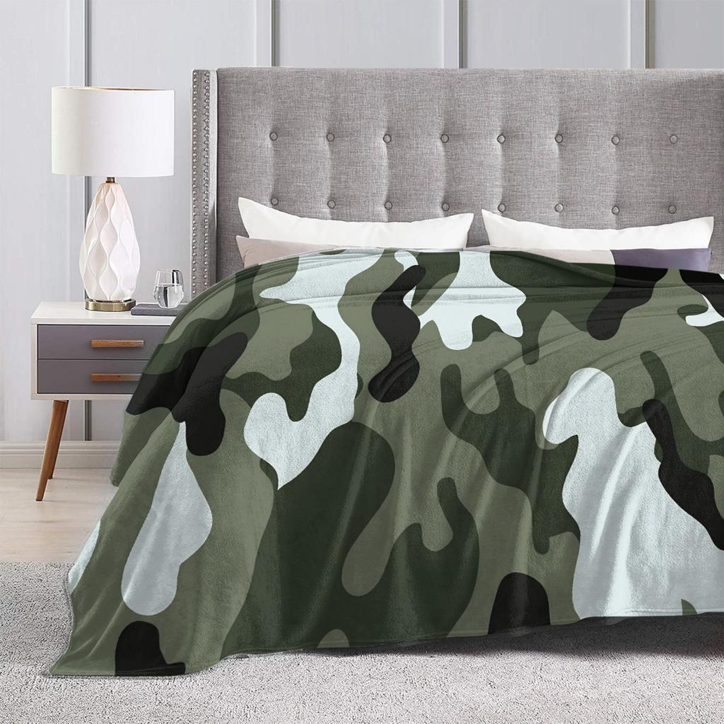 Green And Brown Camo Flannel Blanket Autumn Soft Warm Throw Blanket for Kids Outdoor Funny Bedspread Sofa Bed Cover