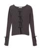 Jill by Jill Stuart Women's Ribbon Knit Cardigan Top, Charcoal Gray