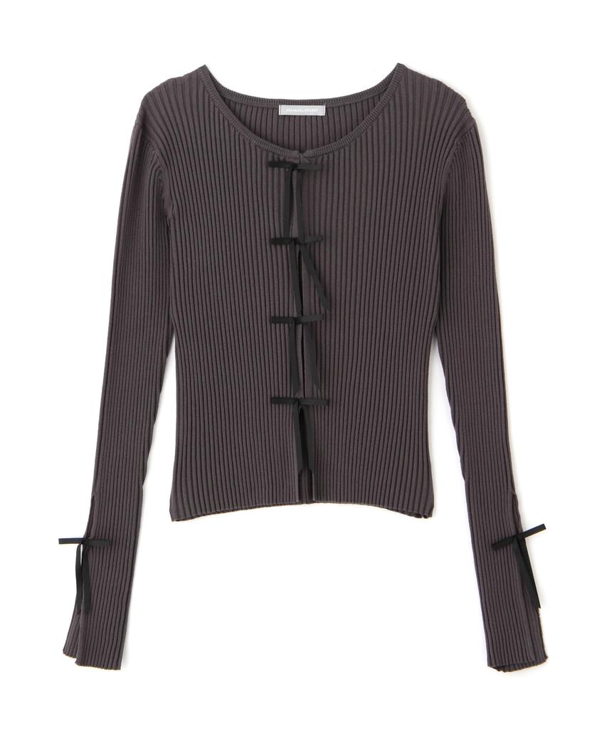 Jill by Jill Stuart Women's Ribbon Knit Cardigan Top, Charcoal Gray