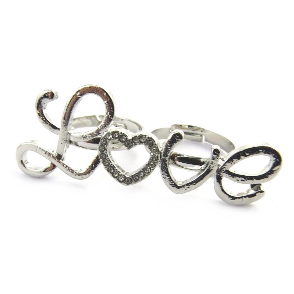Les Trésors De Lily [M8182] - Bague double 'Love' argenté