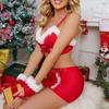 New Christmas Clothes, Large Size Sexy Underwear, Short Skirt, Gloves, Four-piece Suit, Milk Silk Pajamas