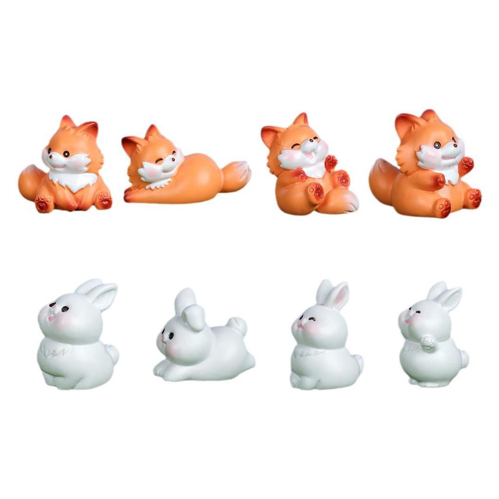 Creative Cute Rabbit and Fox Miniature Ornaments for Garden and Desktop Decor