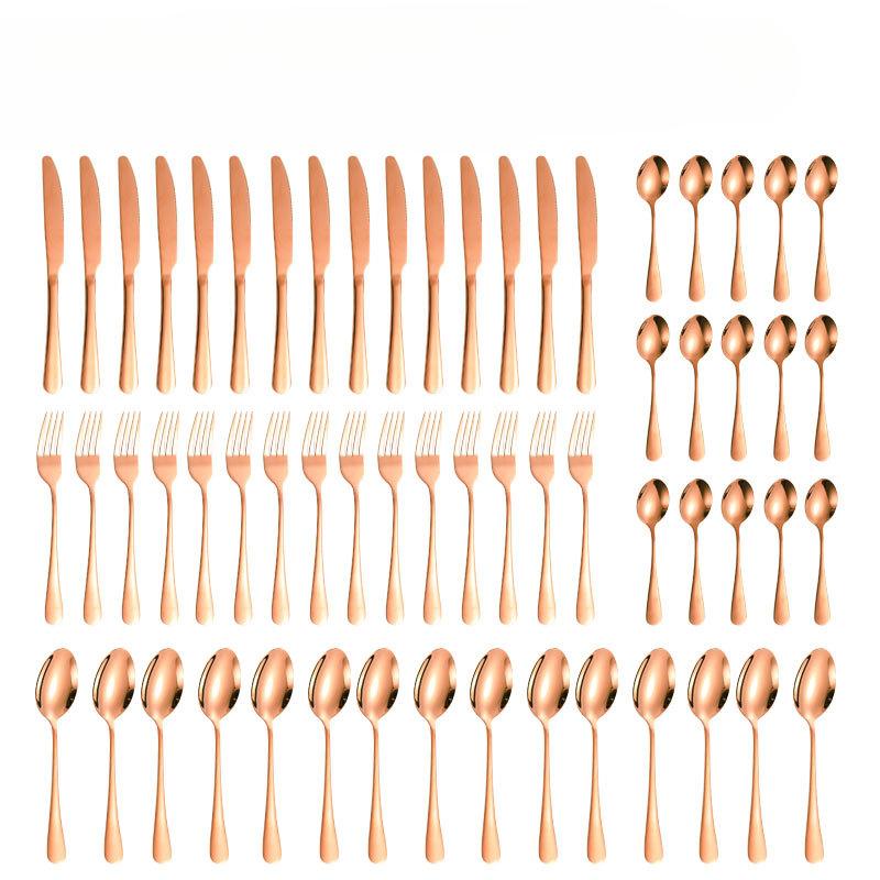 

1010 Столовая посуда из нержавеющей стали 60 комплектов столовых приборов для гостиниц, набор столовых приборов в западном стиле, ножи, вилки и ложки 28*18*9 розового золота