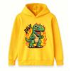 Kids Boys Girls Crewneck Hoodie Sweatshirt, Cool Angry T-Rex Dinosaur Printed Pullover Top with Fire Rawr Pattern, Casual Soft Long Sleeve Pullover