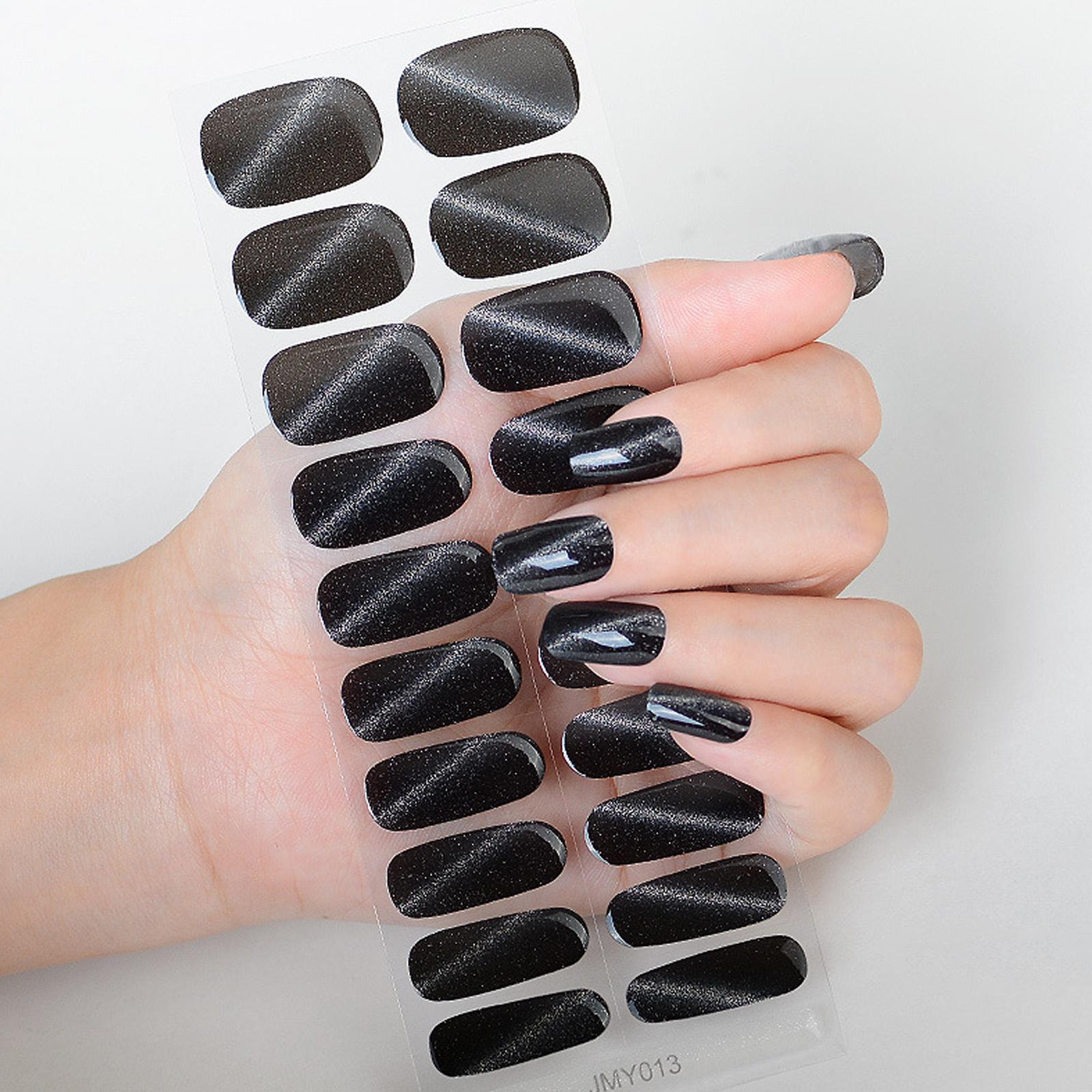 

Полуотвержденные полоски гелевого лака для ногтей, самоклеящиеся гелевые наклейки для ногтей «кошачий глаз», накладки для французского маникюра для женщин 24