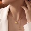 Fresh Heart Pendant Faux Pearl Tassel Clavicle Necklace, Plated In 18K Gold - Stylish and Simple Design