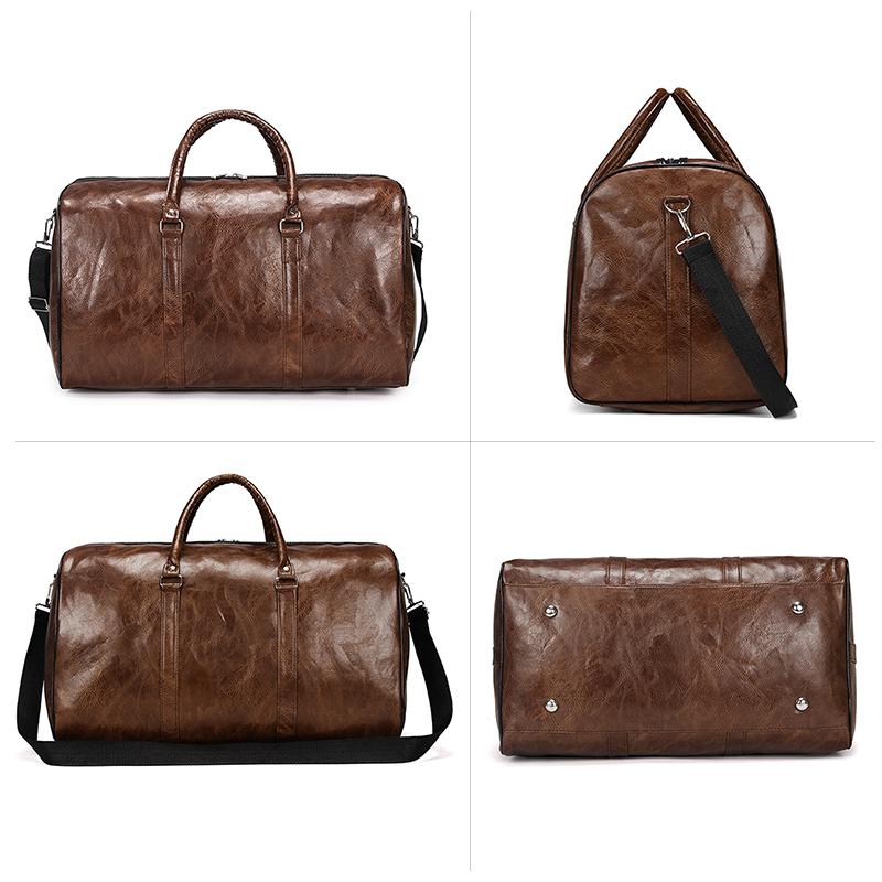 Pu Travel Bag Large-capacity Cylindrical Sports Fitness Bag Business Leisure Short-distance Business Trip Luggage Bag