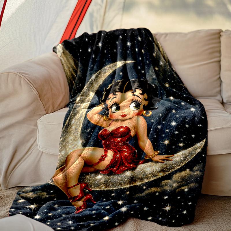 Betty Boop Blanket Lightweight Print Throw Blanket For Couch, Bed, Car, A Heartfelt Gift for Your Family and Friends
