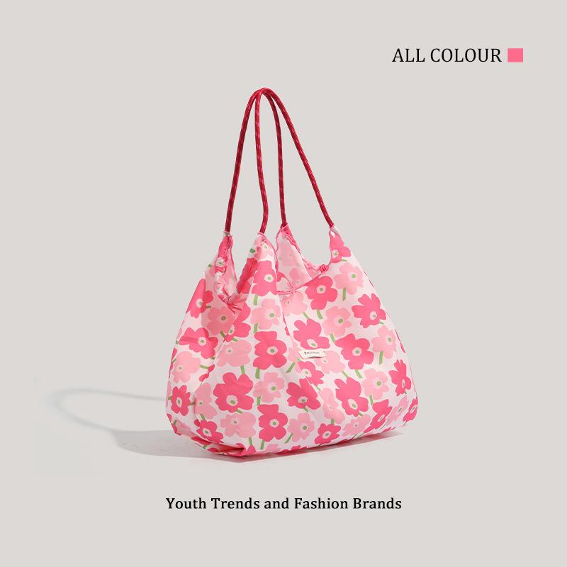 Small Fresh Broken Flower Canvas Bag Fashionable Versatile Messenger Tote Bag Large Capacity Student Book Bag