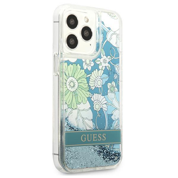 Guess Guhcp13Llflsn Iphone 13 Pro / 13 6,1 Zielony/Green Hardcase Flower Liquid Glitter