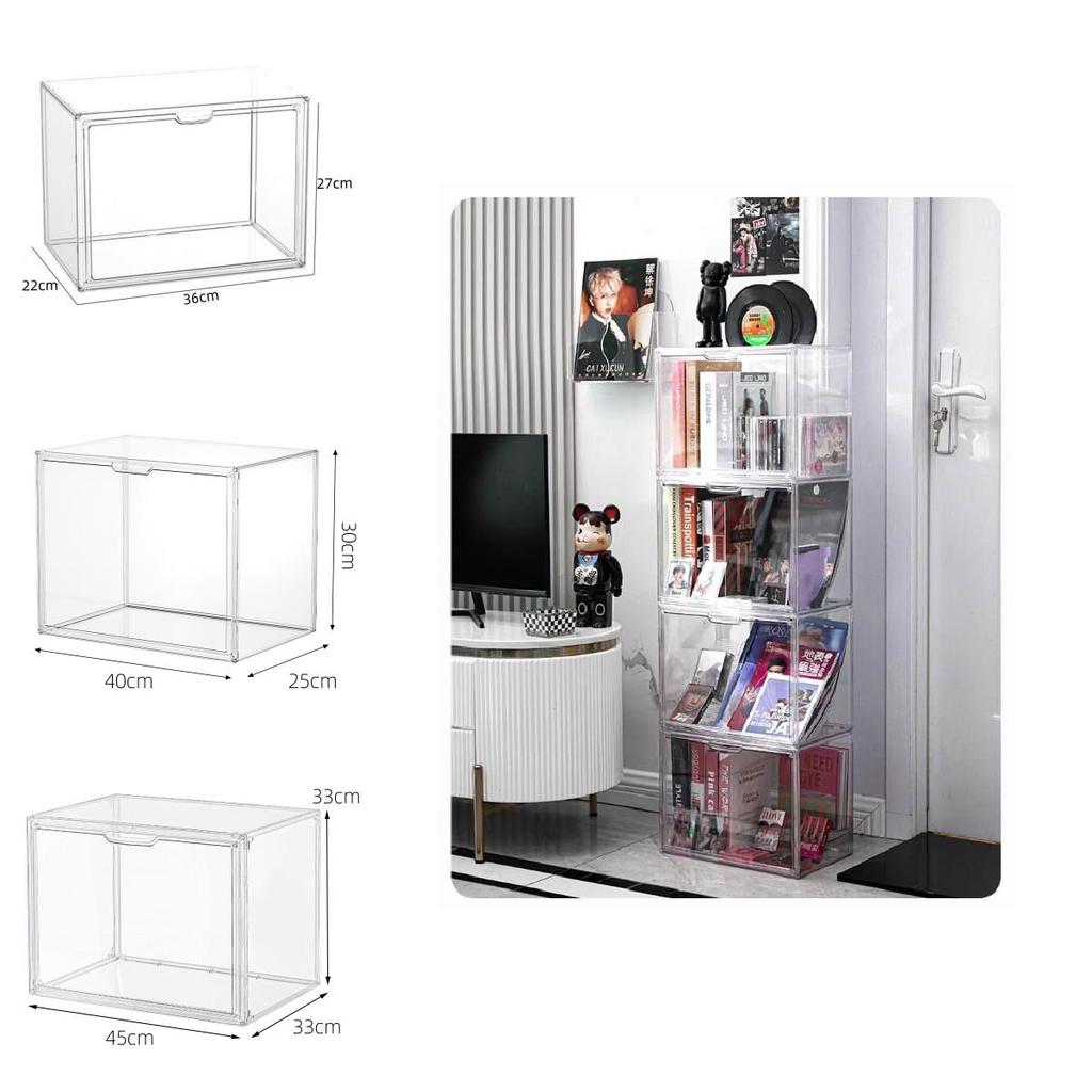 Transparent Plastic Book Storage Box With Lid For Cd Magazine Desktop Organizer