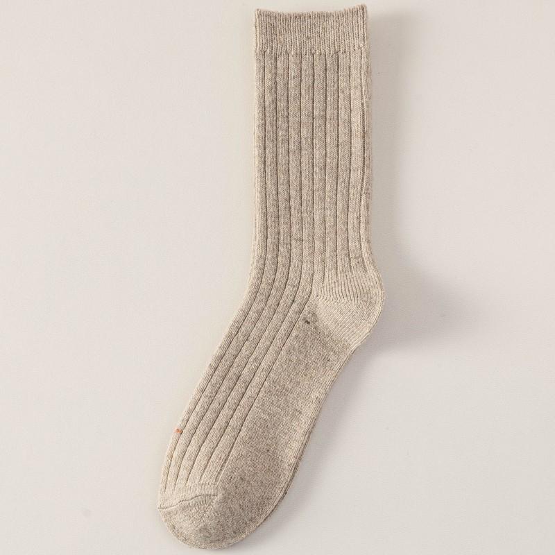 Double Needle Vintage Color Wool Socks Season Socks Men'S Medium Socks Thickened Warm And Sweat-Absorbing Men'S Stack Socks