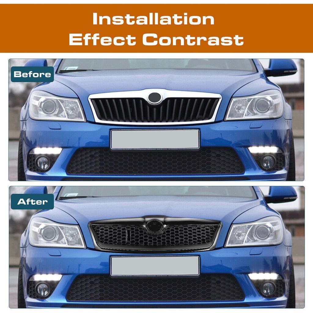 Dclwz1 VOOR SKODA OCTAVIA MK2 VOORBUMPER ROOSTER VRS STIJL HONINGRAAT GAAS HOOGGLANS ZWART