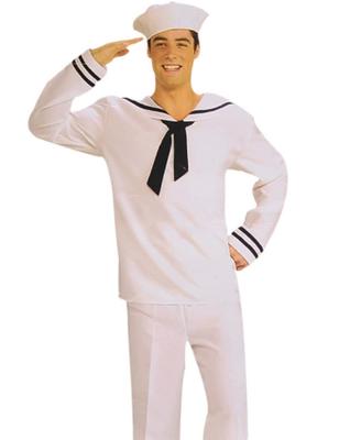 Deaizaka Sailor Cosplay Costume for Suitable for Heights Includes Long Long and One Size Fits All Men, White, 165-185cm, Sleeves, Pants, Hat, 3-Piece