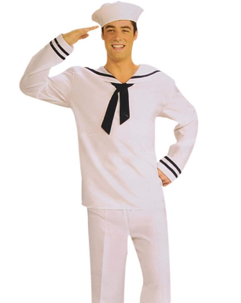 Костюм для косплея 'Deaizaka Sailor' Подходит для роста Включает Длинный Длинный и Один Размер Подходит Всем Мужчинам, Белый, 165-185 см, Рукава, Брюки, Шляпа, 3-Piece
