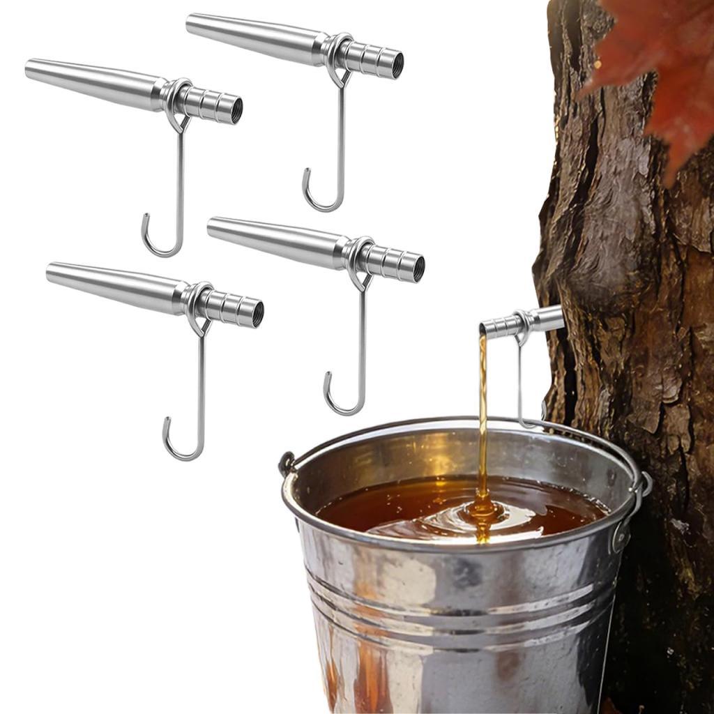 4 Pieces Professional Maple Tree Syrup Tap Kit with Hooks for Home Yard
