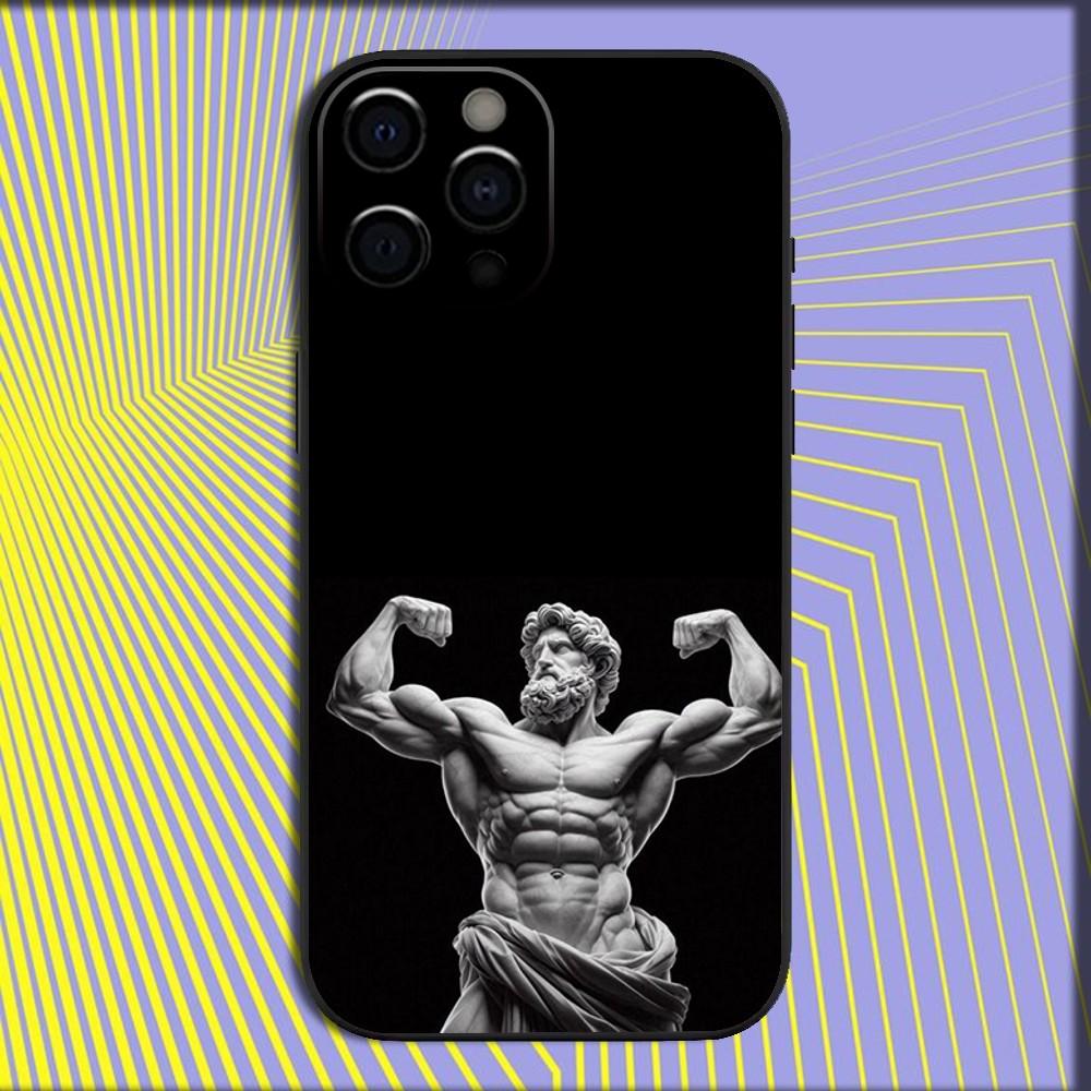 

Greek Mythology Statue Fitness GYM Phone Case For iPhone 16,15,14,13,12,11,Pro,X,XS,Max,XR,Plus,Mini Soft Black Cover iPhone15pro