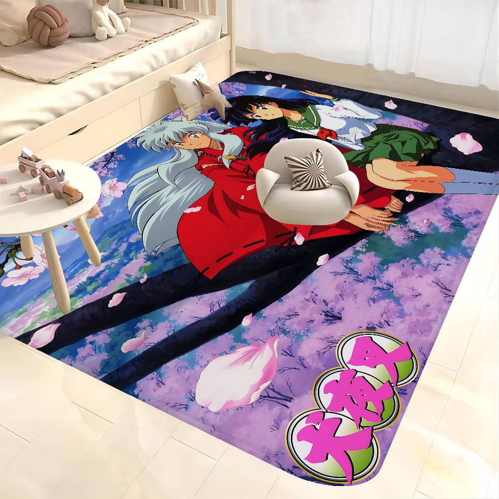Japanese Anime Inuyasha Hallway Carpet Washable Non-Slip Living Room Sofa Chairs Area Mat Kitchen Doormat Area Rug