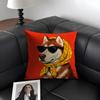 Dog Wearing A Hat Cushion Cover Summer Breathable Linen Organic Fabric Double-Sided Printing Sofa Pillow Case Home Decor