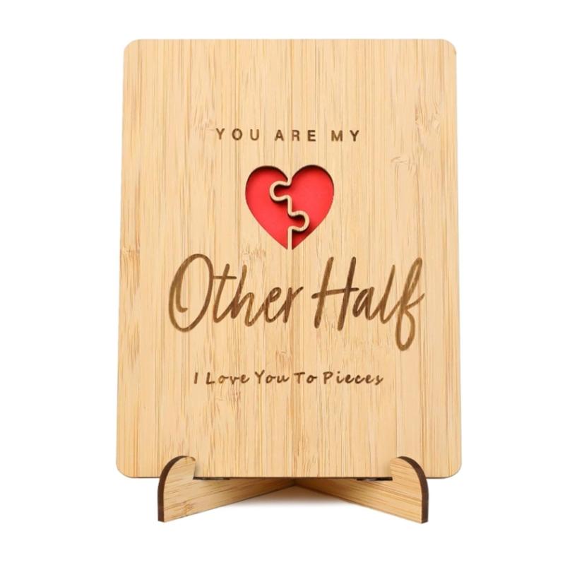 User Friendly Engraved Wedding Anniversary Card Birthday Gift Wood Accessories Decoration Piece Celebration Card