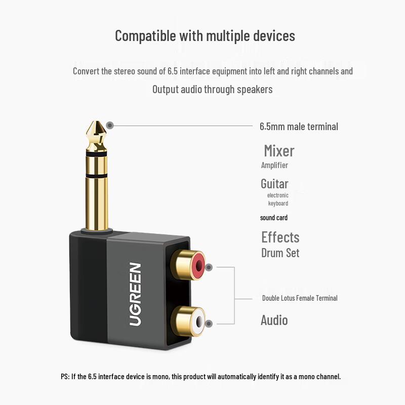 Ugreen 6.35mm Male to Dual RCA Female Audio Adapter