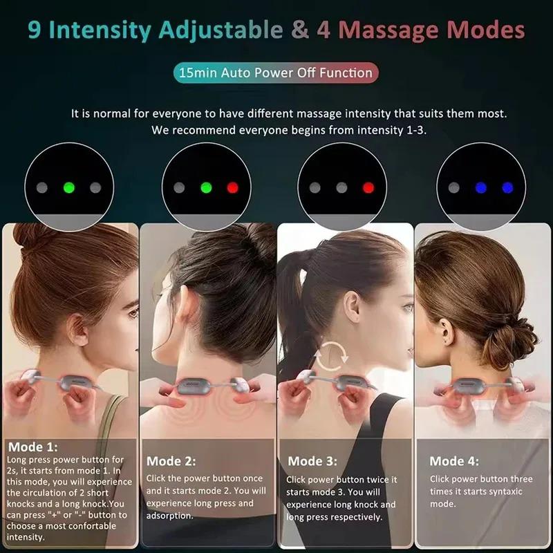 Smart-Massagegerät, hängender Nackenschutz, Halswirbelsäulen-Massagegerät, tragbar, Mini-Puls, Schulter-Nackenmassage, heiße Kompresse