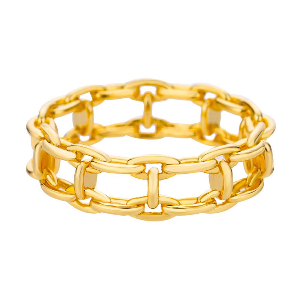 18K Gold-Plated Stainless Steel Geometric Ring, Unisex Jewelry