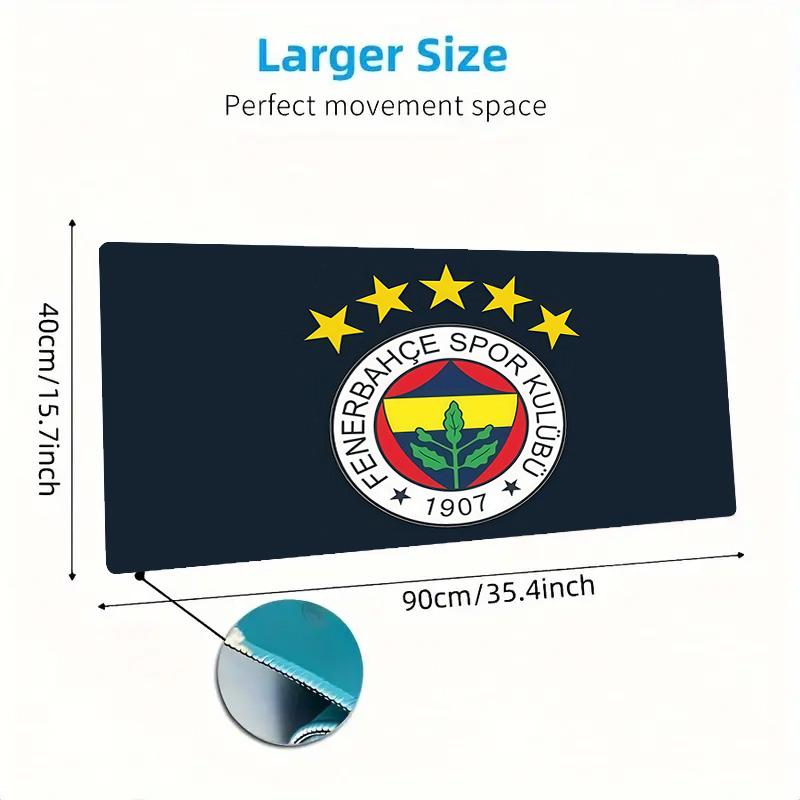 Fenerbahce Druck Kissen Rutschfest Laptop Tablet Großes Mauspadd XXL Matte Mini-PC Spielmatte Mit Verriegeltem Rand